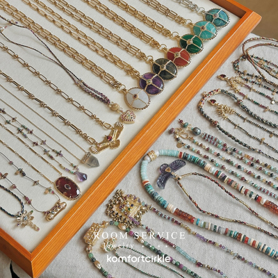 自留推荐 ROOM SERVICE 天然半宝石吊坠彩色串珠长项链锁骨链叠戴