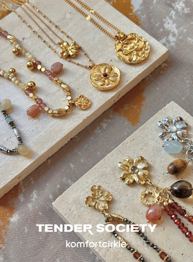 TENDER SOCIETY 四叶草金币吊坠串珠项链锁骨链复古精致叠戴礼物