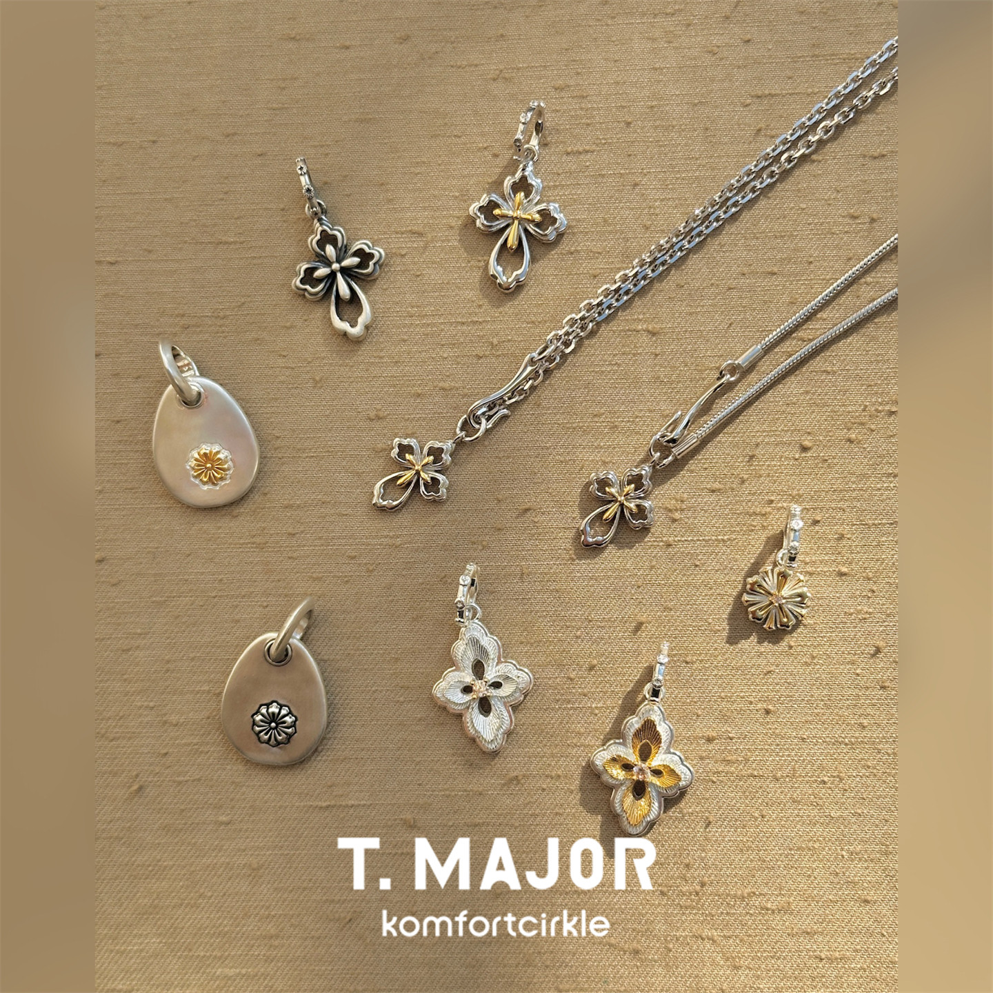 T.MAJOR 925银锆石吊坠项链华露基础百搭圆蛇链十字链素链礼物