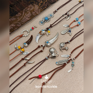 ENSAGE 游瓶游壶纯银绿松石吊坠项链复古毛衣链原创小众设计师