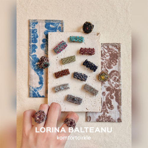 LORINA 戒指法式中古气质高级感彩色天然石手工编织经典指环叠戴