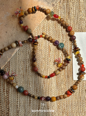 ZIXIU子休 三生万物项链 沉香小众设计师质感天然石串珠毛衣链