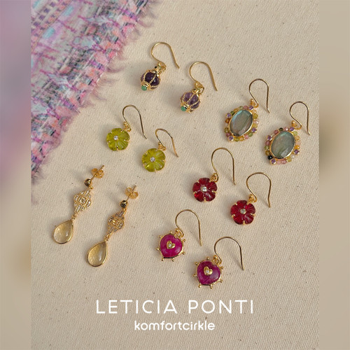 Leticia Ponti 耳环彩色天然石吊坠耳钩女精致法式复古轻奢高级感