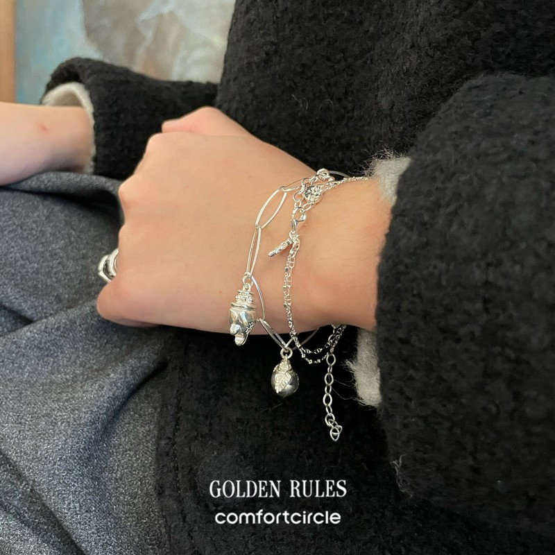 特价 GOLDEN RULES 巴洛克珍珠小圆球吊坠多元素金银手链原创设计