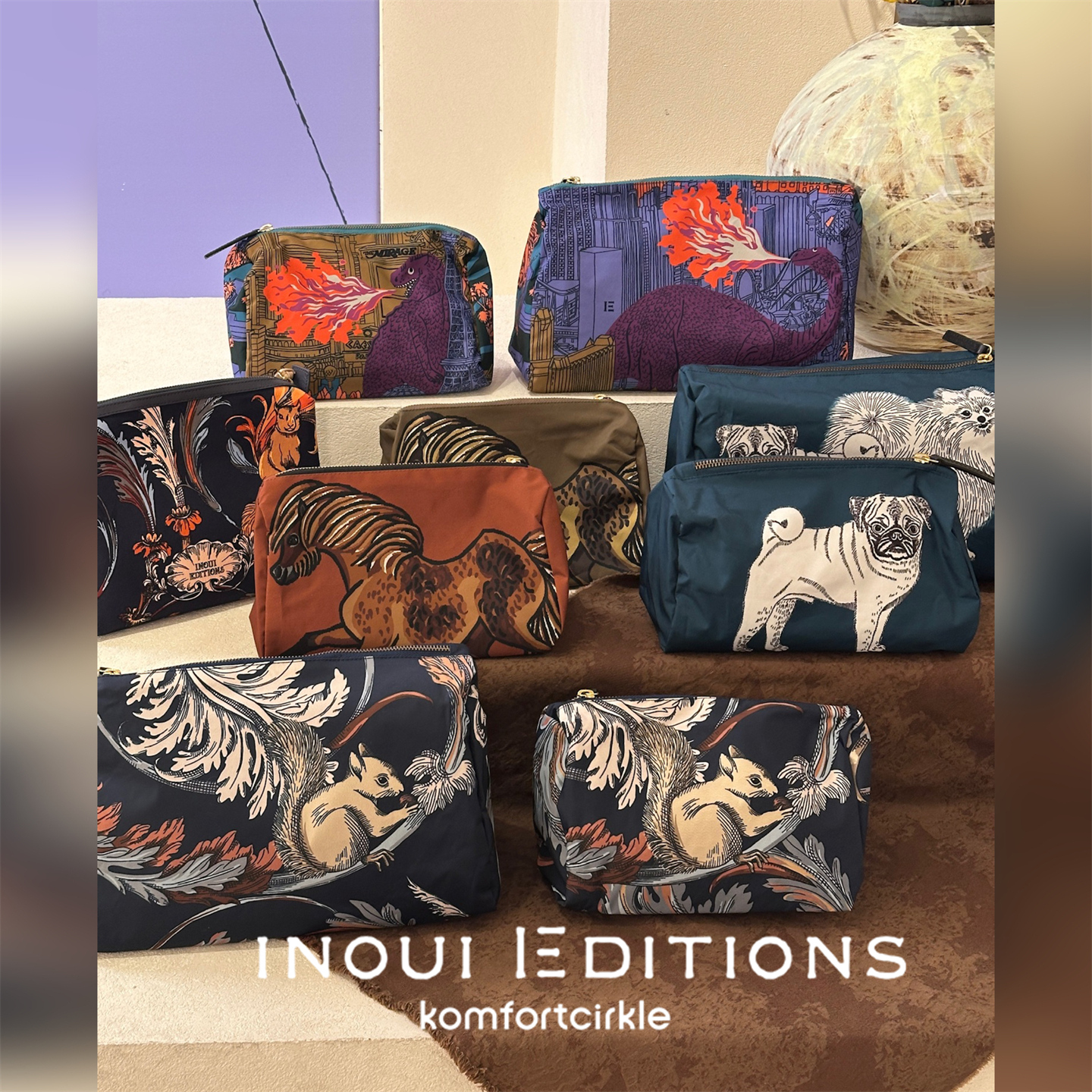 INOUI EDITIONS 动物印花洗漱包 法国设计便携旅行出差收纳包