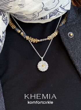 KHEMIA Fleur Pendant花蕊吊坠项链 花丝工艺高级质感银色馨花链