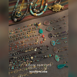 自留推荐 ROOM SERVICE 天然半宝石吊坠彩色串珠长项链锁骨链叠戴