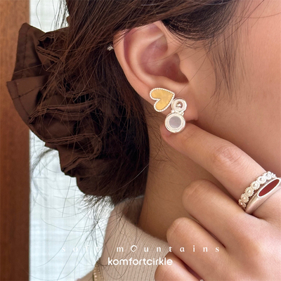 soft mountains软山 25SS春夏新品 纯银黄贝母蓝纹玛瑙耳钉耳饰