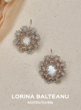 LORINA Nacre耳环 法国天然半宝石手工编织蕾丝复古精致设计耳钩