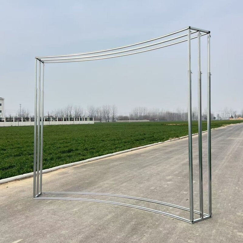 新款婚庆铁艺定制道具户外婚礼场景布置贝母片弧形方框拍照背景架