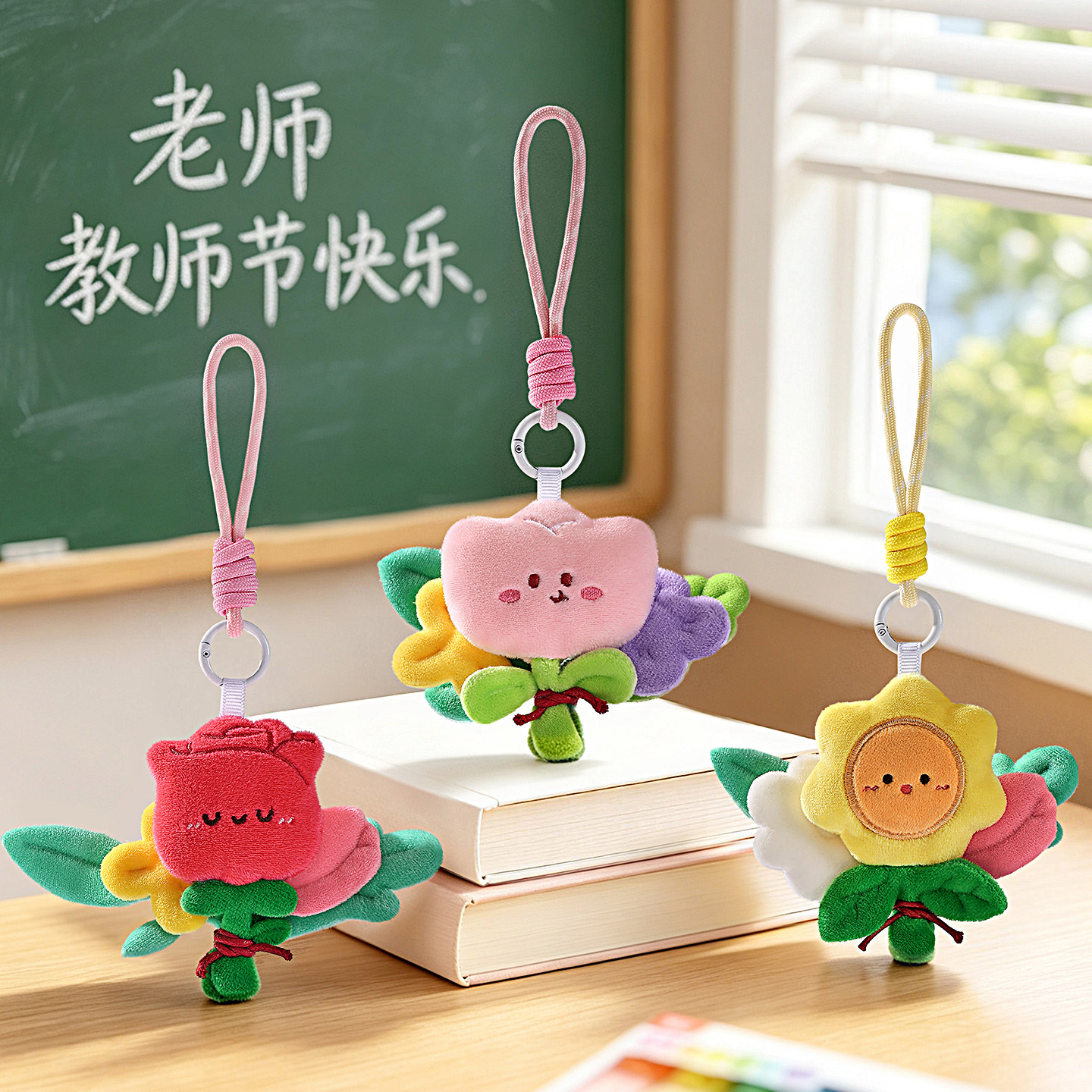 毛绒花束钥匙扣教师节送老师图片