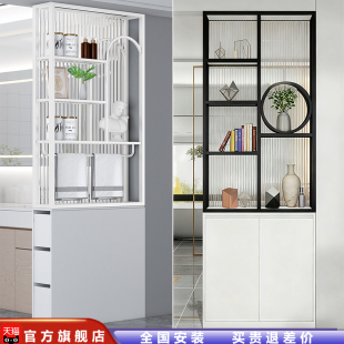 奶油风客厅卫生间屏风半墙隔断柜现代简约洗手台边浴室干湿区分离