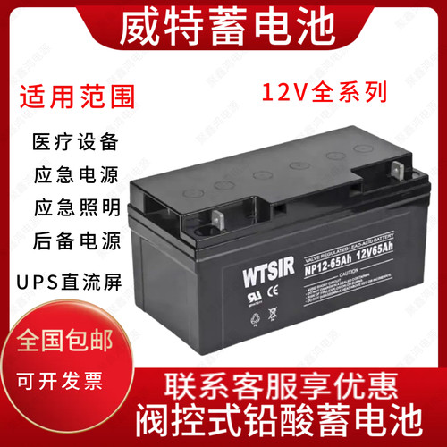 WTSIR威特蓄电池NP65-12/12V17AH24AH38AH65AH100AH120AH消防电梯