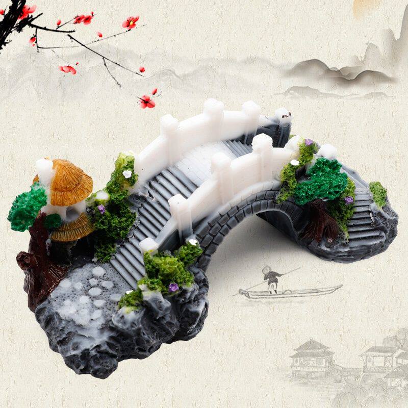 鱼缸装饰假山孔桥造景仿真桥假石桥大拱桥水草背景摆件珊瑚躲避屋