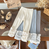 蕾丝蝴蝶结休闲打底裤 新款 潮 2025秋季 女童打底裤