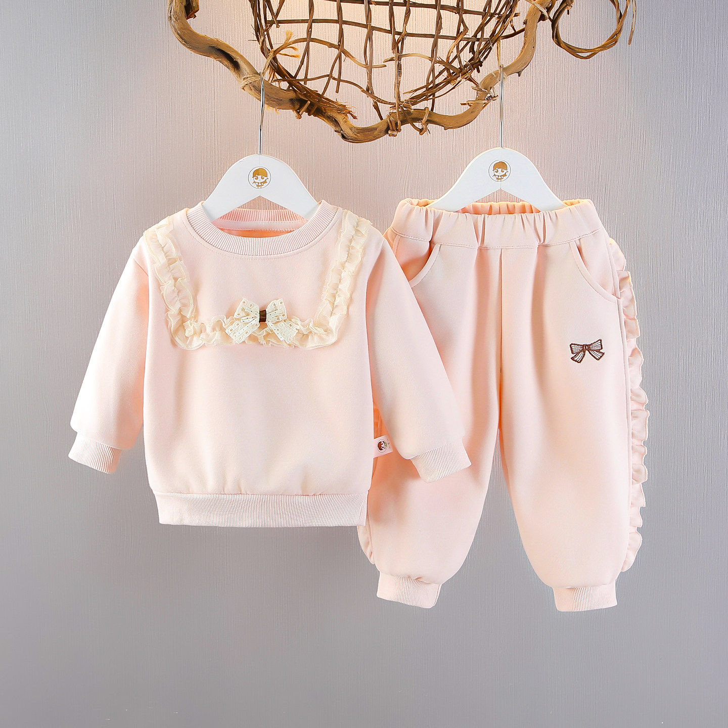 春秋新款女宝宝长袖卫衣套装女童洋气春秋运动两件套小女孩外出服