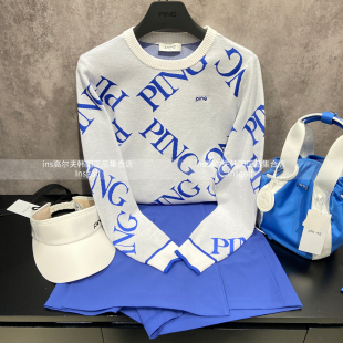 针织衫 PING高尔夫服装 女士百搭长袖 25春季 打底上衣防走光短裙 新款