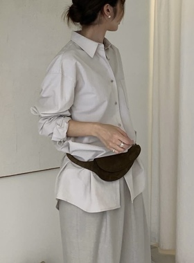 若若韩国正品代购moia25秋冬极简宽松平纹衬衫内搭女打底正流行