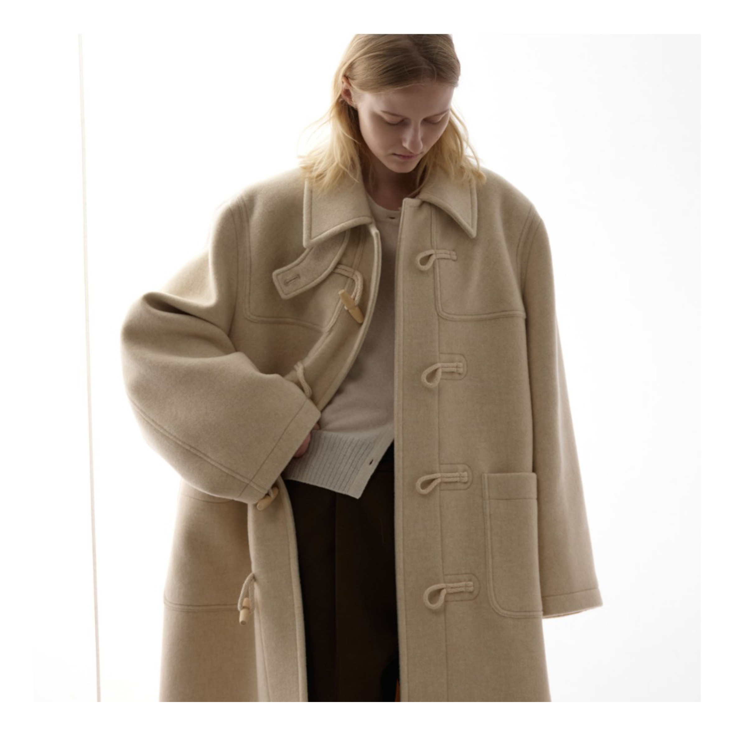 若若韩代正品直邮facade pattern25秋冬羊毛牛角扣大衣外套女长款