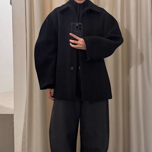 若若韩国正品代购amomento25秋冬廓形羊毛毛呢外套女装冬厚款