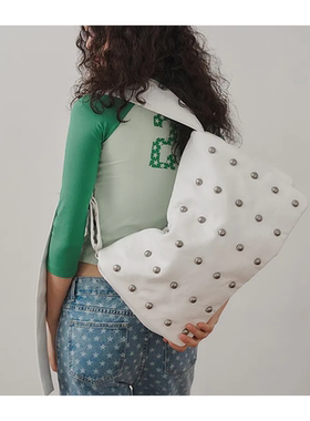 若若韩代正品直邮plzproject秋冬铆钉装饰宽带大号单肩斜挎腋下包