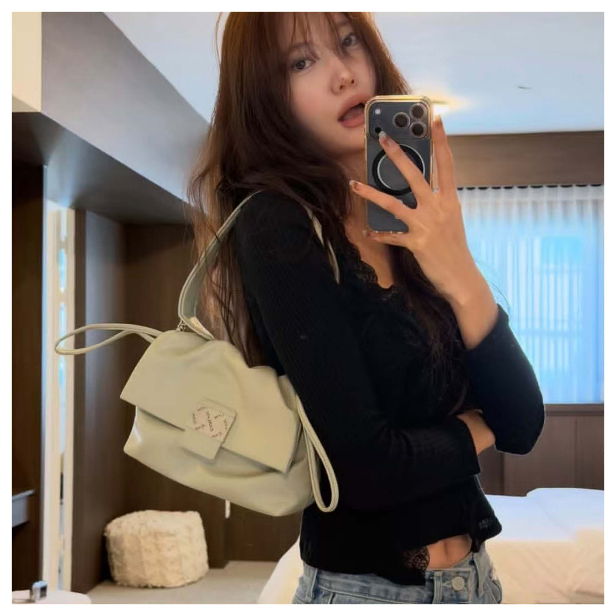 若若韩代正品直邮carlyn26春新小号单肩包斜挎包PU腋下手提女通勤