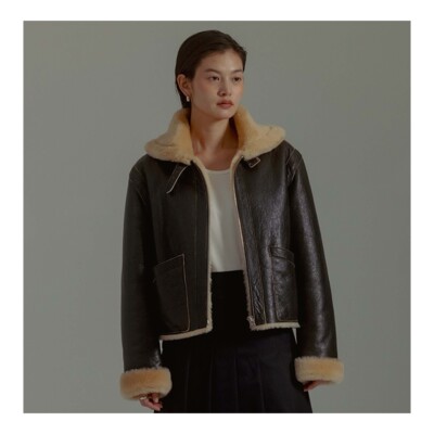 若若韩代正品直邮urbanic30皮衣夹克外套皮毛一体土耳其羊羔绒冬