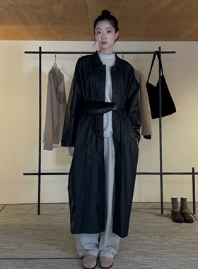 若若韩国正品代购直邮moia25秋冬涂层棉气质长款风衣外套女中长