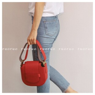 【有购买凭证】若若韩国正品代购ffroi牛皮单肩手提包马鞍包