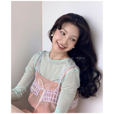 【有购买凭证】若若韩国正品代购overdueflair珠光系带吊带背心