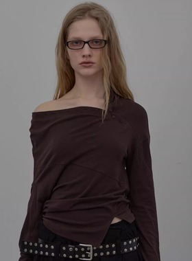 若若韩国正品代购直邮LCDC25秋冬系扣不规则长袖上衣打底内搭