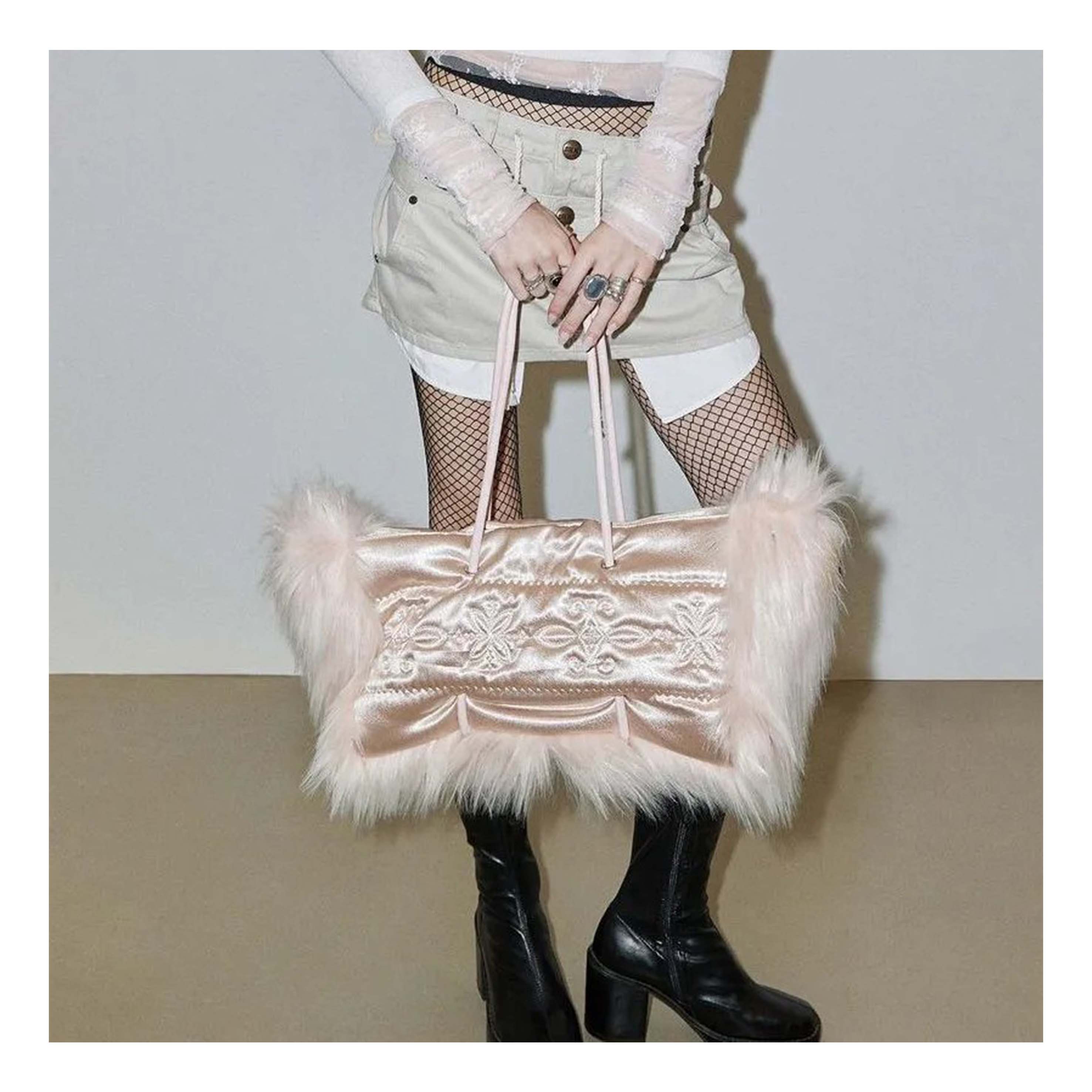 若若韩代正品直邮sculptor百搭时尚毛绒绒单肩包休闲手提包腋下女