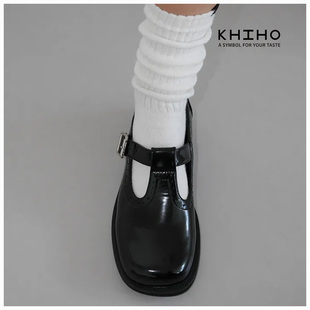 若若韩代正品直邮khiho鞋子真皮玛丽珍鞋女复古英伦风小皮鞋女鞋