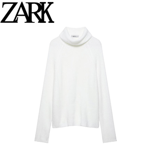 ZARK 欧美风 女装 春季新款 时尚气质潮流纯色开叉高领宽松针织衫