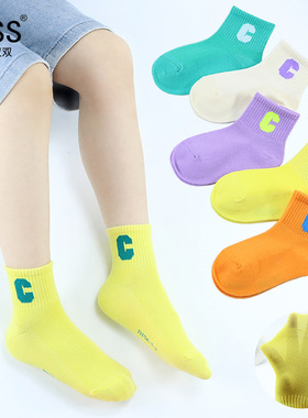 儿童袜子懿双双春夏新款网眼薄款韩版大C字母短袜精梳棉女运动袜
