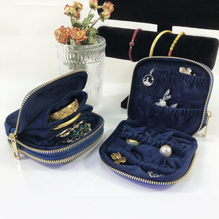 新款 拉链包 丝绒双层首饰收纳袋多用途戒指耳钉项链饰品便携包装