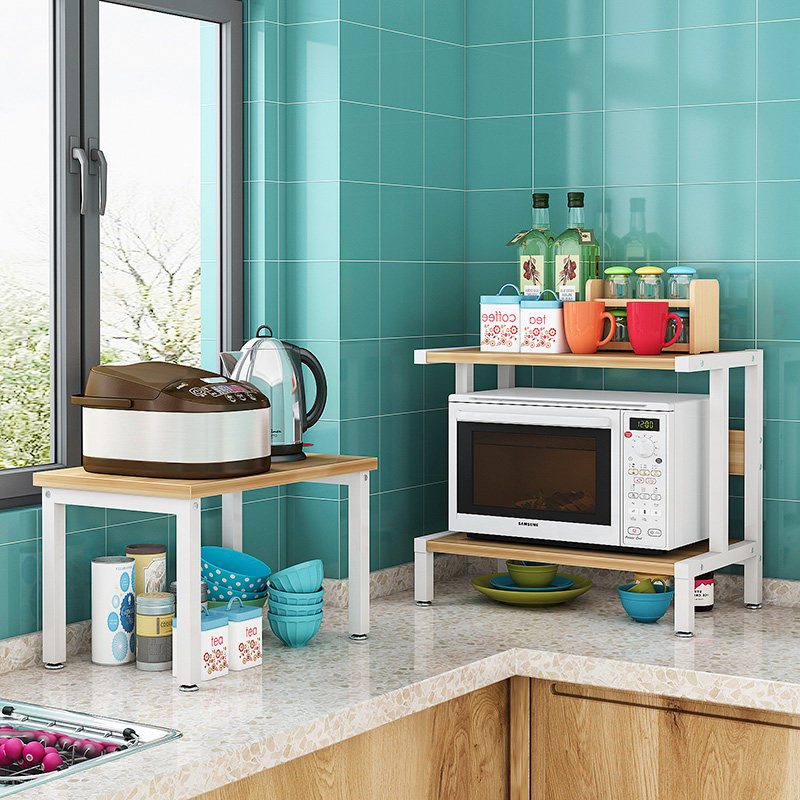 厨房置物架微波炉烤箱架子家用双层台面电饭锅调味品收纳储物支架