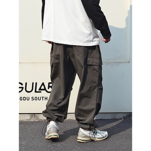 长裤 纯色CHINO裤 男 宽松抽绳直筒休闲裤 Sigbreak日系大口袋工装