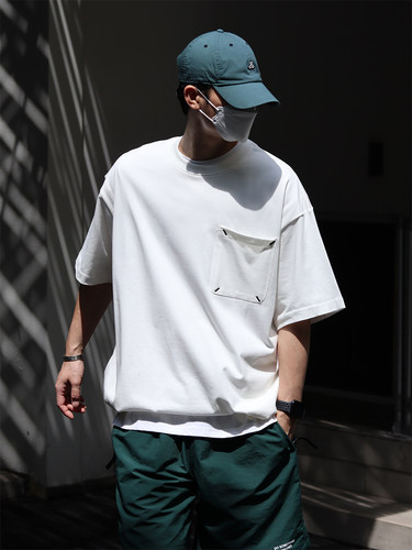 日系复古短袖cityboy抽绳宽松白T
