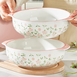 10.5英寸双耳碗陶瓷特别好看的大容量双耳汤碗酸菜鱼毛血旺汤面碗