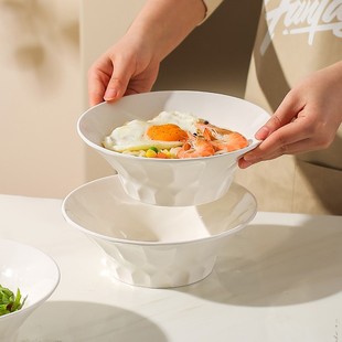 8英寸大碗家用白色陶瓷碗大号汤碗吃面斗笠碗创意泡面碗个人专用