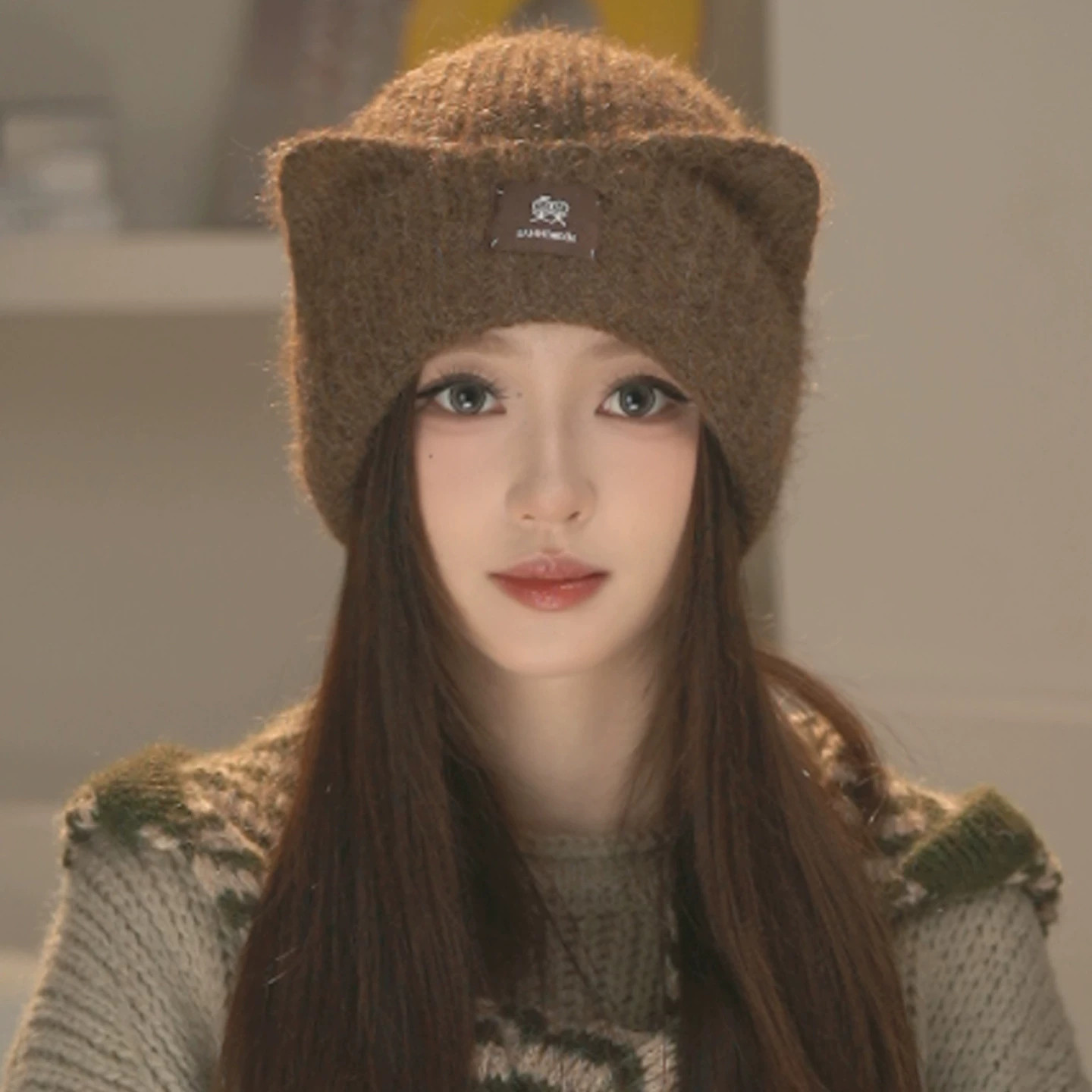 韩系猫耳秋冬保暖护耳针织帽女