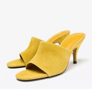西班牙Z家 2025年秋季新款时尚百搭高跟鱼嘴凉拖鞋女后空穆勒鞋