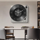 覆古黑胶唱片挂钟饭厅装 画高级感客厅带钟表挂墙小众艺术时 饰画