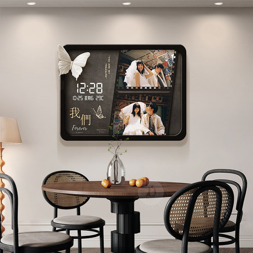 来图定制结婚纱照电表箱装饰画带时钟表遮挡弱电箱盖面板电闸盒画