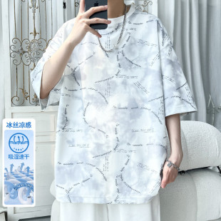 旋律风车大码 特P25 夏季 HT25534 2025 冰丝圆领短袖 新款 T恤M