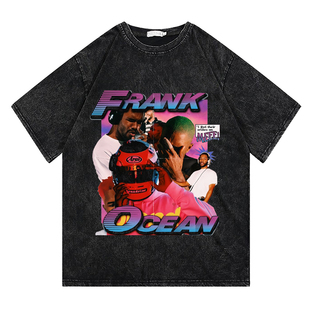 同 T恤长袖 弗兰克奥申Frank Ocean说唱小领口嘻哈高街水洗复古短袖