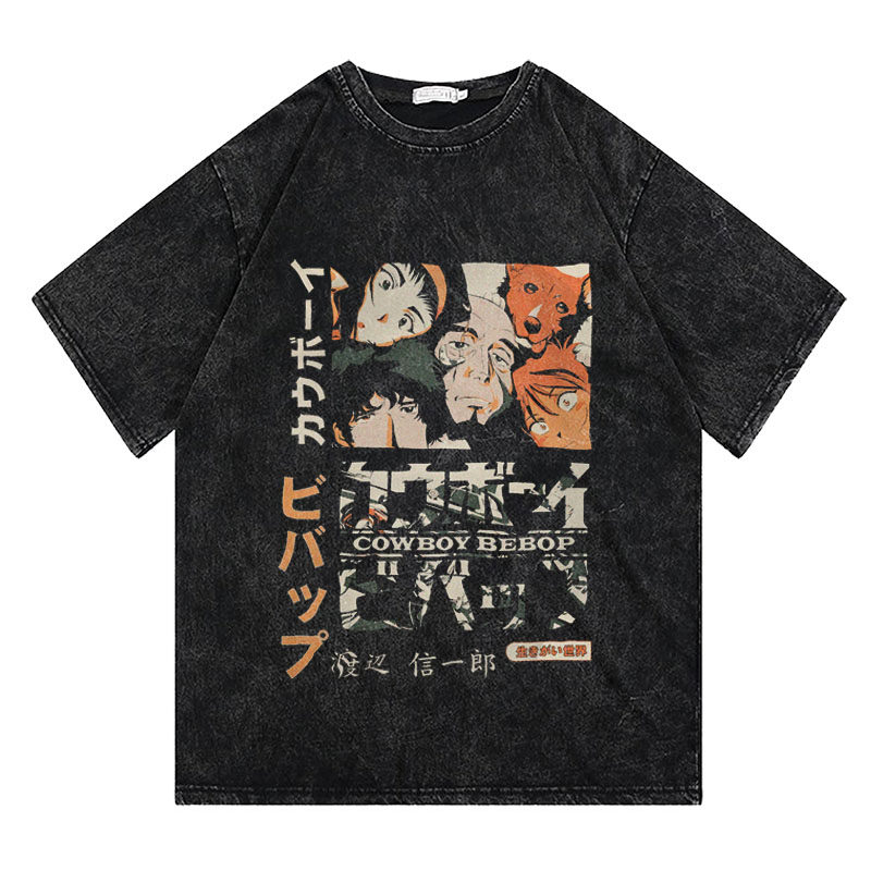 CLFC 二次元动漫cowboy bebop星际牛仔T恤水洗复古短袖长袖宽松T