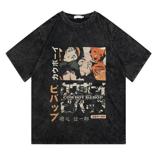 CLFC 二次元动漫cowboy bebop星际牛仔T恤水洗复古短袖长袖宽松T