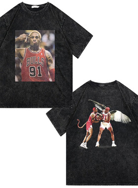 CLFC 罗德曼 Rodman 美式小领口洗水做旧重磅纯棉直喷长短袖T恤潮